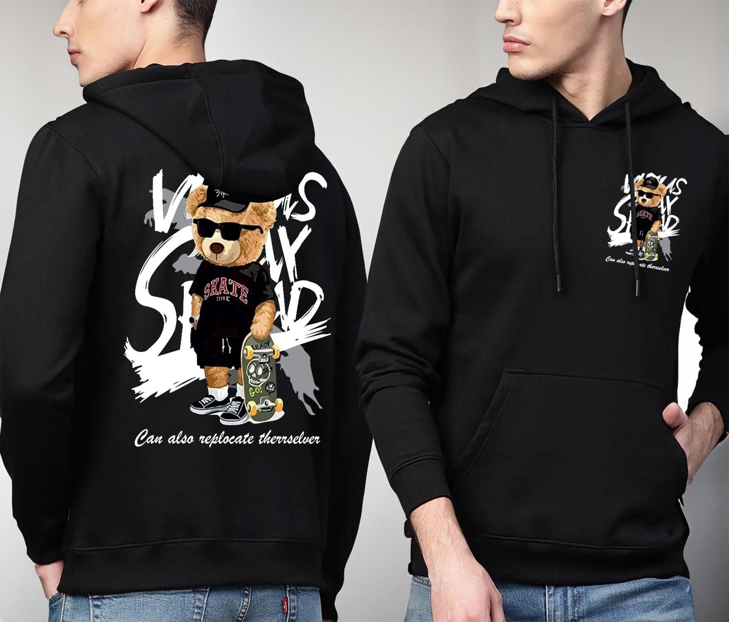 Men's Cotton Blend (Fleece) Oversized Graphic Print Hoodie